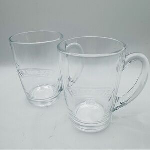 Set of 2 Baileys Irish Cream Clear Glass Mugs 12oz   4.5" Tall, NWOT